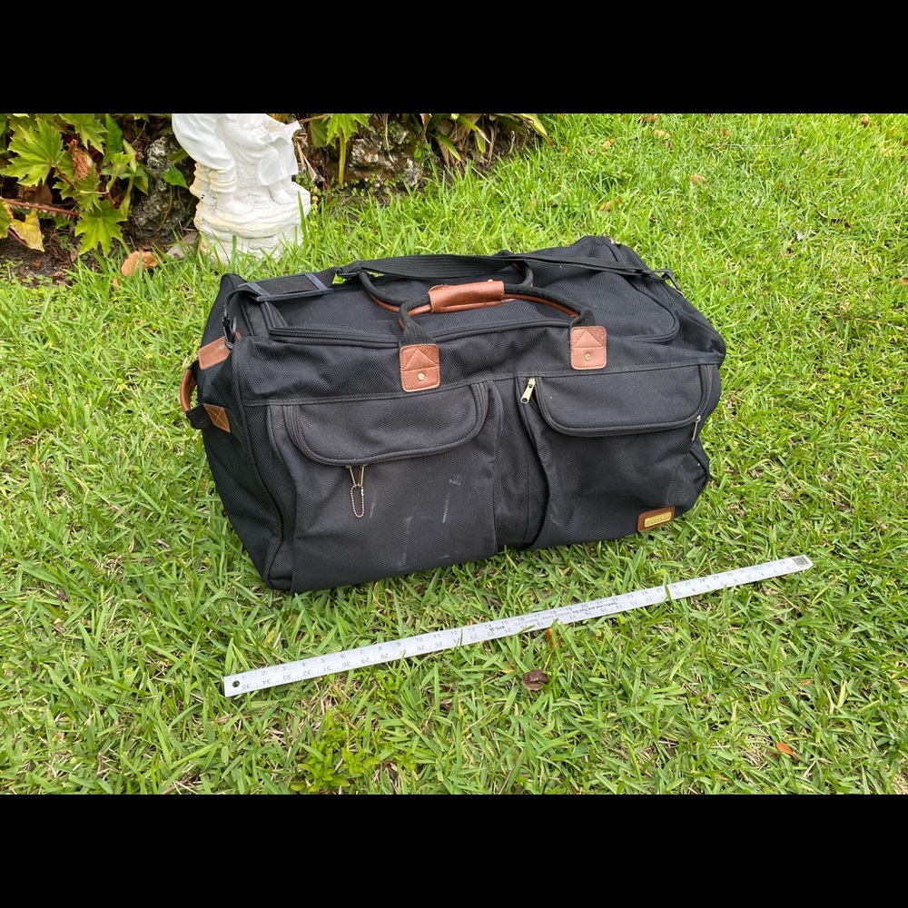 Heavy Duty Canvas Rolling Duffle Bag With Leather Trim Gem